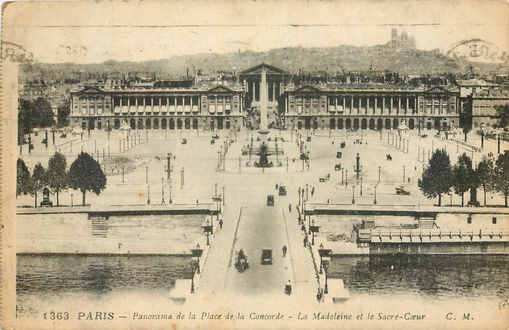 CPA Paris Panorama de la Place de la Concorde La Madeleine et le Sacre Coeur 