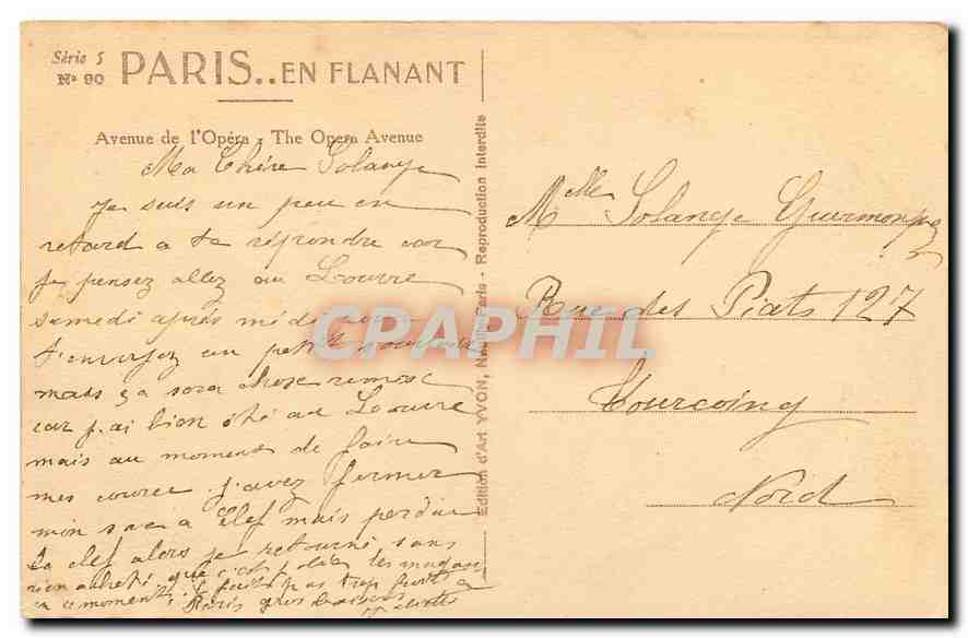 CPA Paris en flanant Avenue de l'Opera  — Rückseite