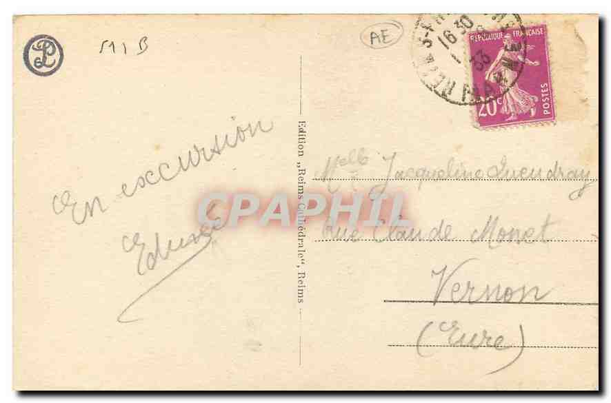 Reims - Place Drouet d'Erlon et Fontaine Subé — Édition 'Reims-Cléder-Plat', n°101 — Rückseite