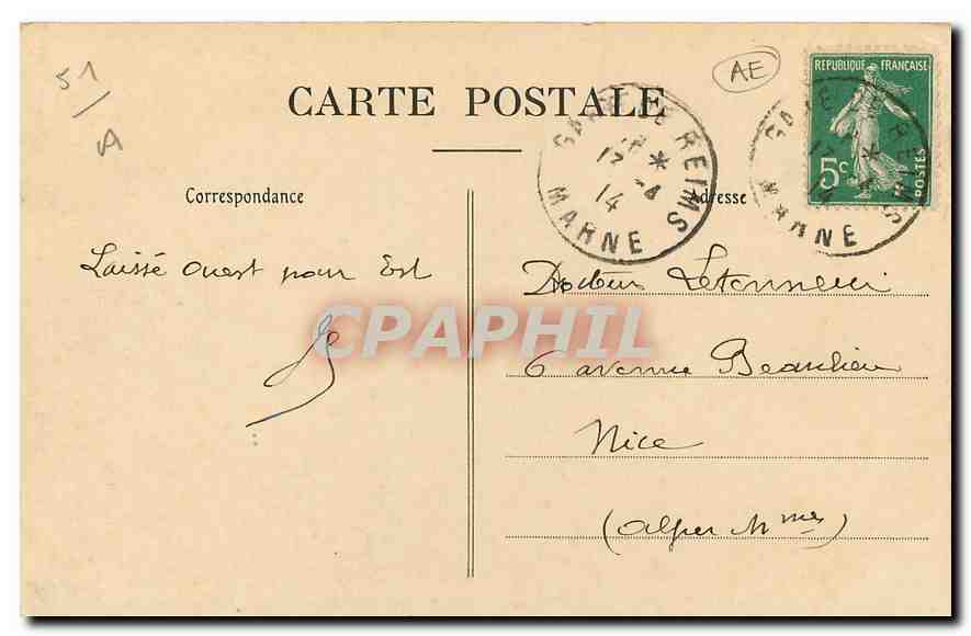 CPA Reims Basilique Saint Remi Grand Portail  — Verso
