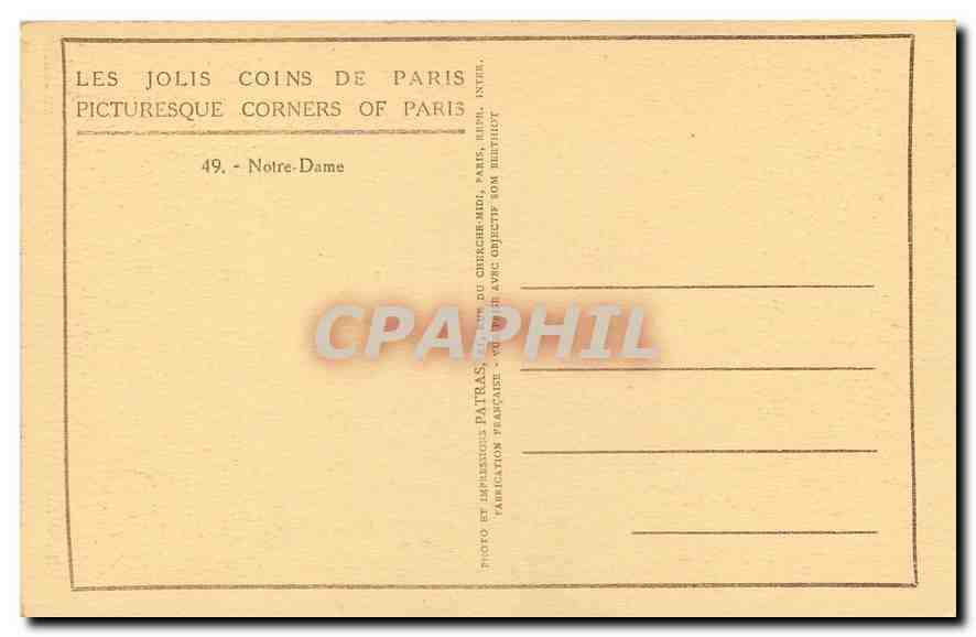 CPA Les Jolis Coins de Paris Notre Dame  — Verso