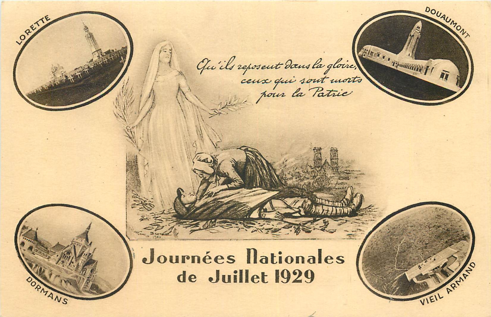 CPA Journees Nationales de Juillet 1929 Lorette Douaumont Dormans Vieil Armand
