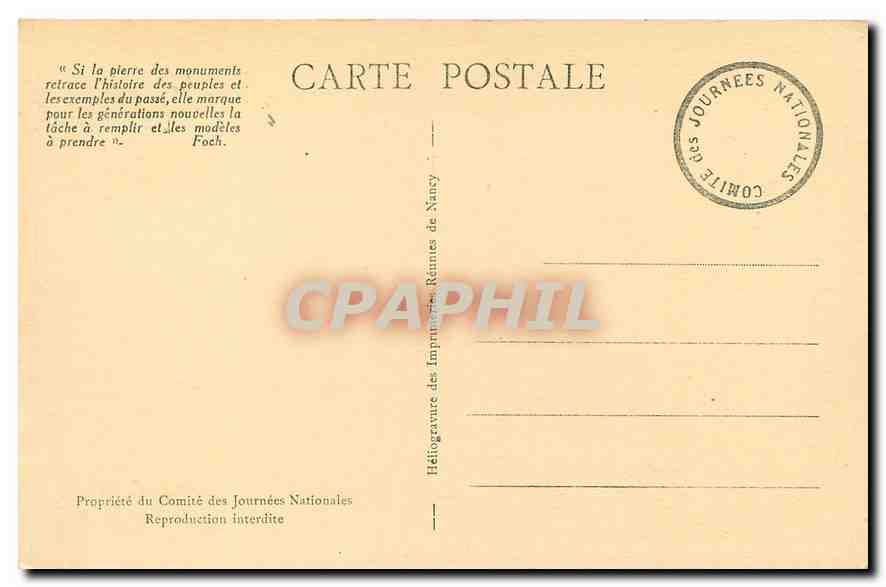 CPA Journees Nationales de Juillet 1929 Lorette Douaumont Dormans Vieil Armand — Rückseite