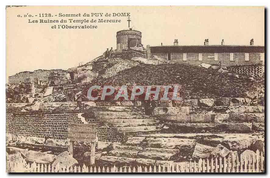 Sommet du PUY de DOME — Les Ruines du Temple de Mercure et l'Observatoire — J. Goutteranges, Éd. P. d'Illy (P. d'Illy)