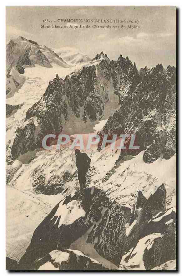 CPA Chamonix Mont Blanc Hte Savoie Mont Blanc et Aiguille de Chamonix vus du Moine 