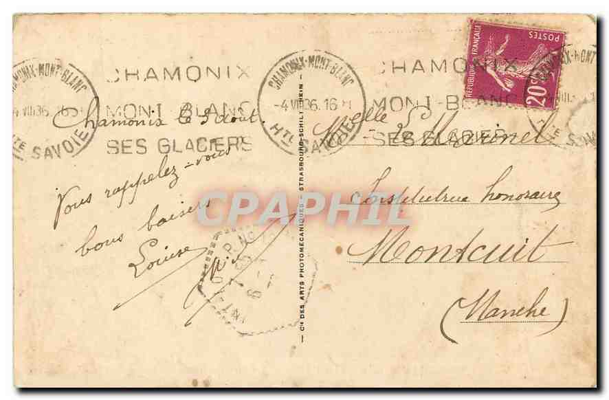 CPA Chamonix Mont Blanc La Mer de Glace  — Verso