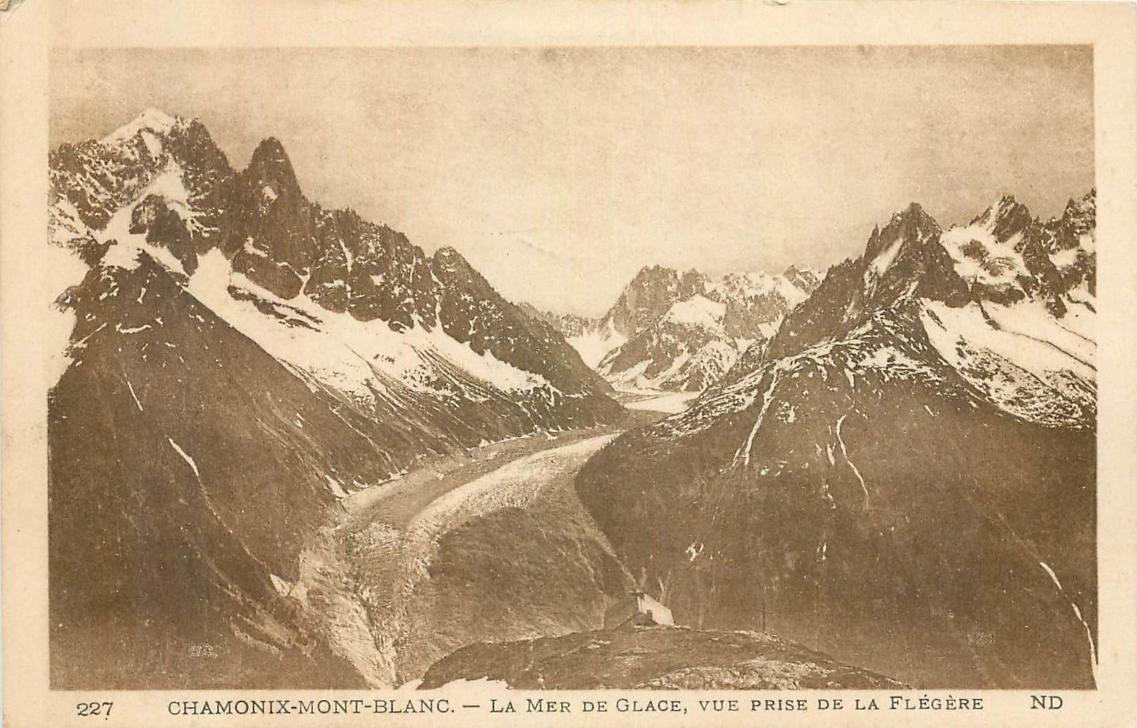 CPA Chamonix Mont Blanc la mer de Glace vue prise de la Flegere 