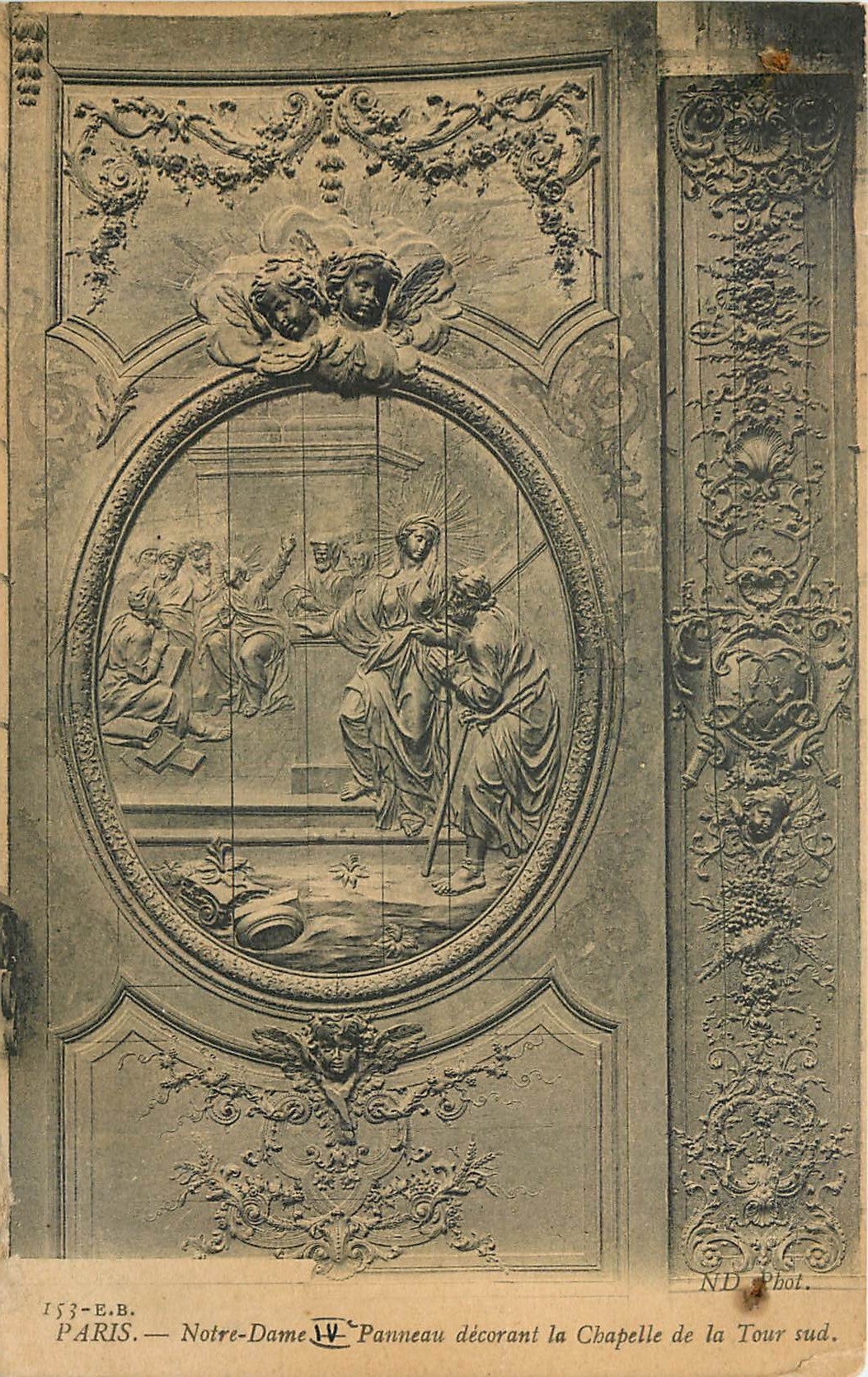 CPA Paris Notre Dame panneux decorant la Chapelle de la Tour sud 