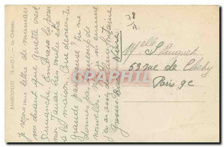 CPA Rambouillet S et O le Chateau  — Rückseite