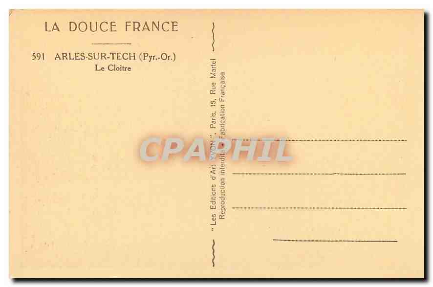 CPA La Douce France Arles sur Tech Pyr Or le Cloitre  — Rückseite