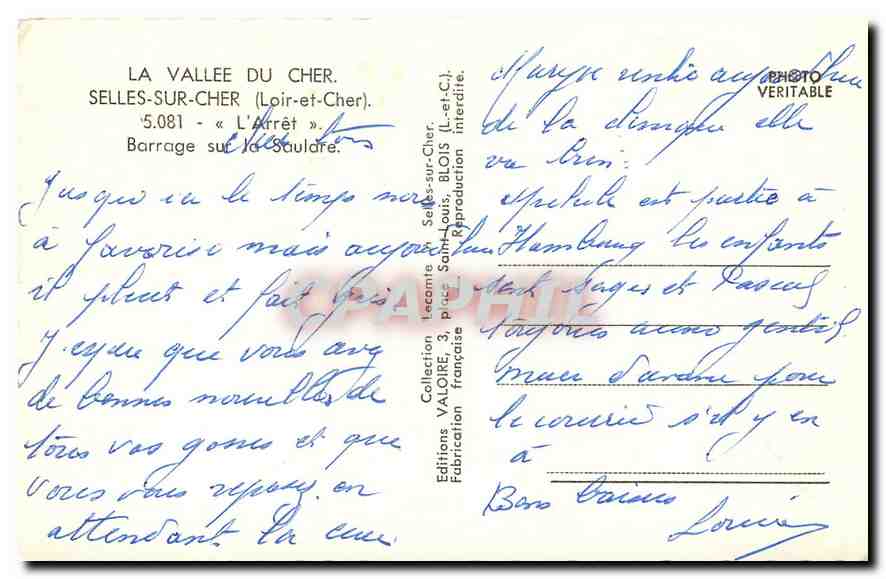 Staudamm auf der Sauldre — Selles-sur-Cher — Éditions Valoire — Rückseite