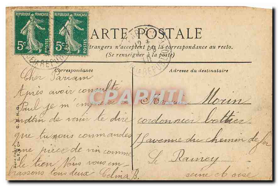 Fontainebleau. Das Schloss. Das Chimay-Museum — Verlag V.P.C. Nr. 11 — Rückseite