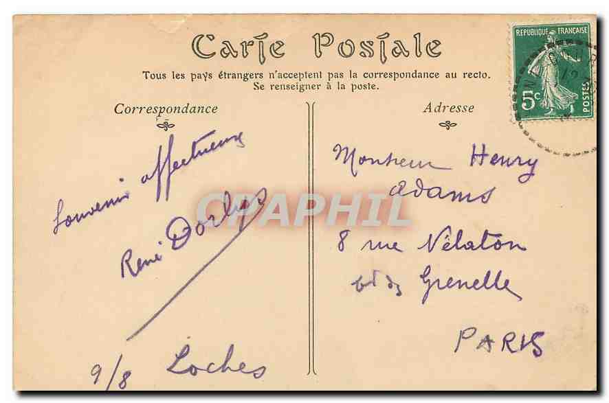 CPA Souvenir des chateaux de la Touraine  — Verso