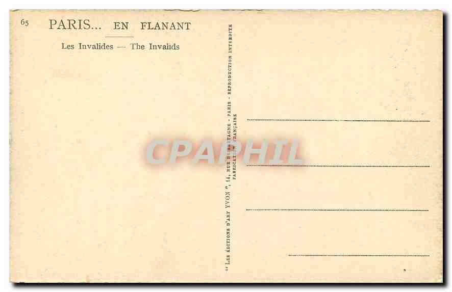 CPA Paris en flanant Les Invalides  — Rückseite
