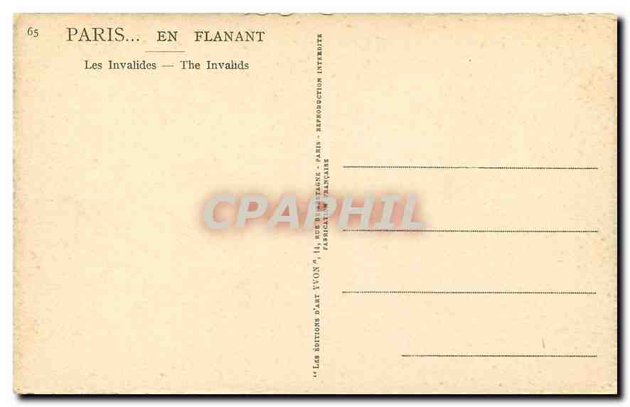 CPA Paris en flanant Les Invalides  — Verso