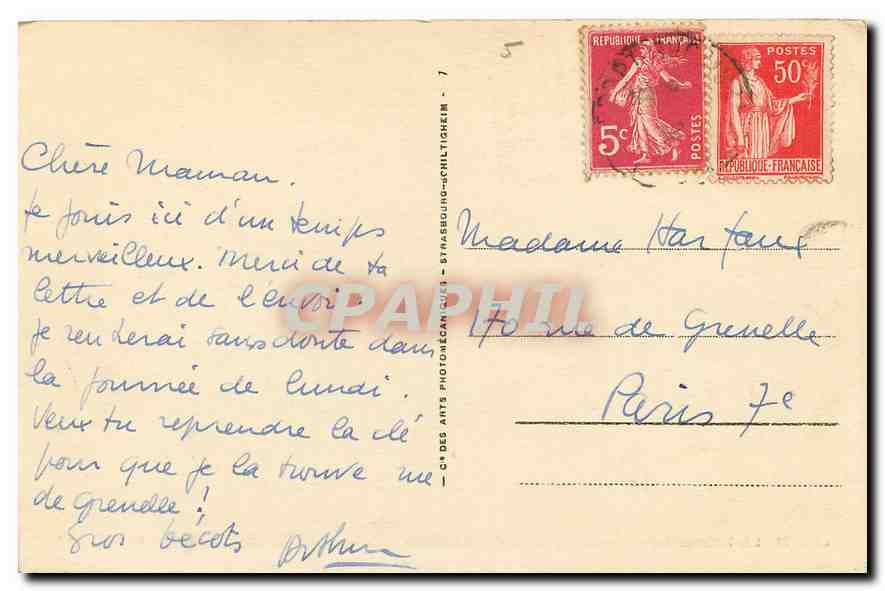 CPA Le Treport L'Escalier de la Falaise  — Verso
