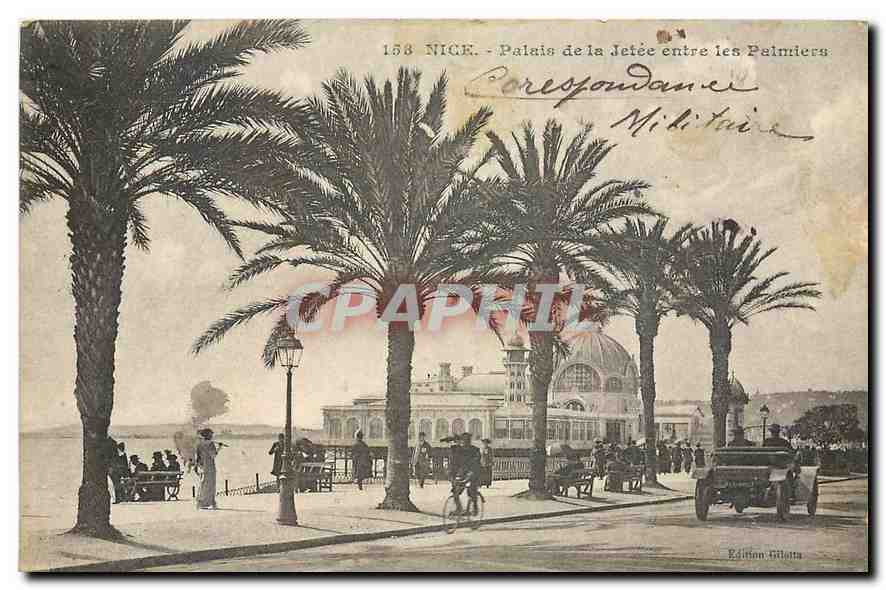 CPA Nice Palais de la Jetee entre les Palmiers 