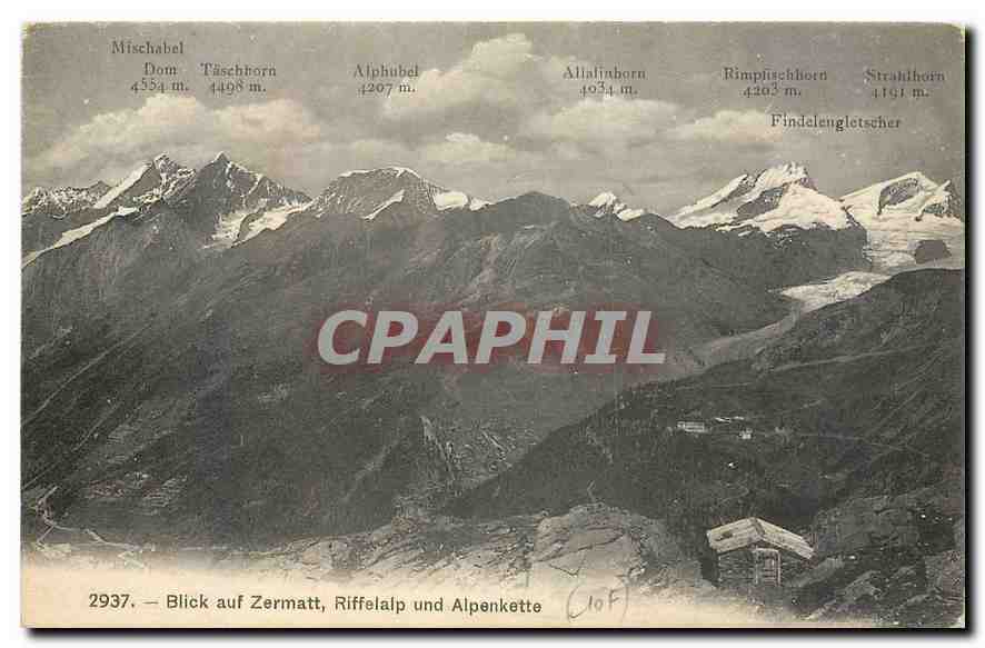 CPA Blick auf Zermatt Riffelalp und Alpenkette 