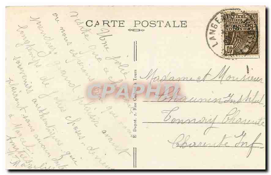 CPA Langeais I et L Le Chateau  — Verso