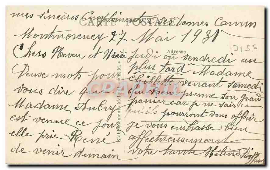 Montmorency — La Justice de Paix — E. M. n°625 — Back