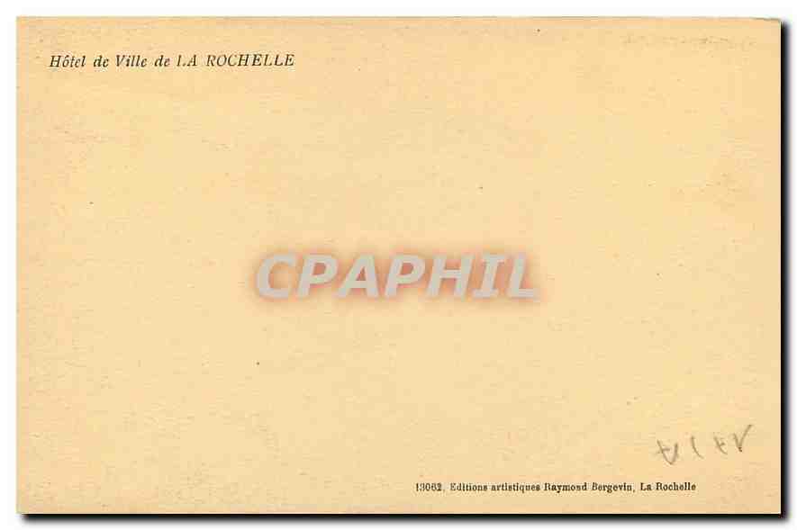CPA Hotel de Ville de La Rochelle  — Verso