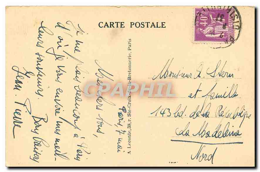 CPA Paris Sainte Chapelle et Palais de Justice  — Verso