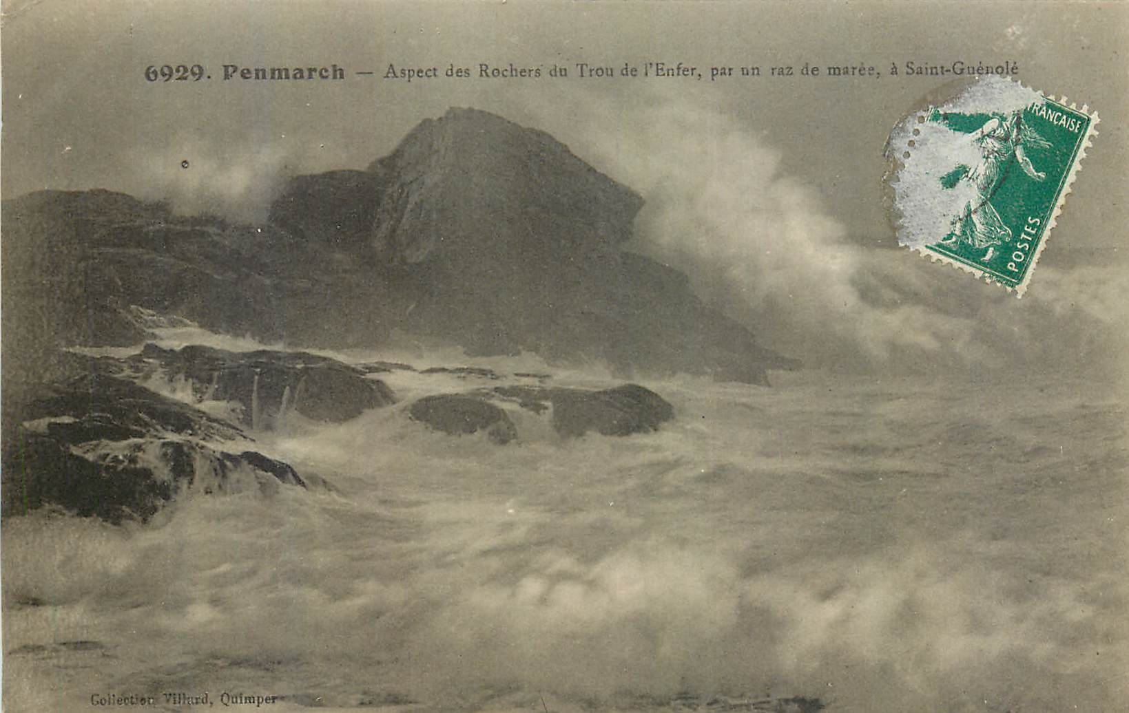 CPA Penmarch Aspect des Rochers du Trou de l'Enfer par un raz de Marer a Saint Guenole 