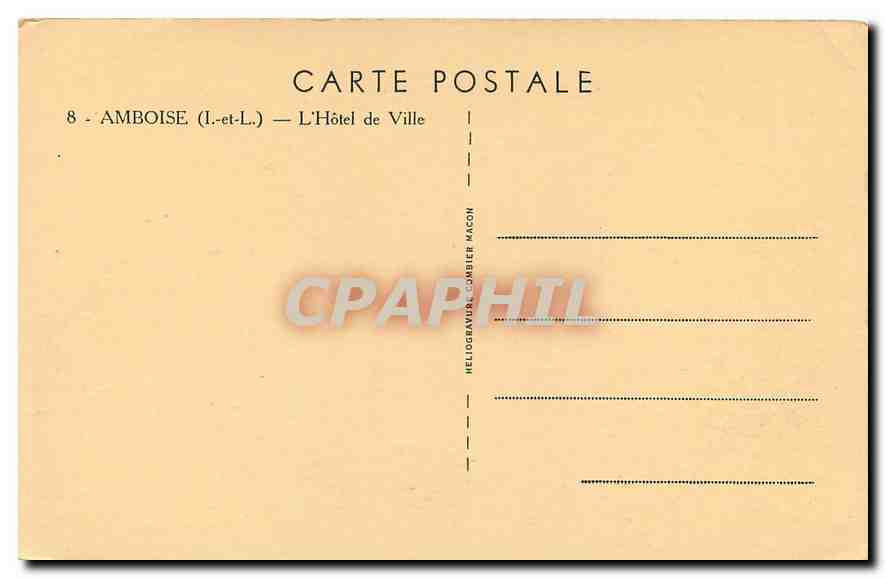 CPA Amboise I et L L'Hotel de Ville  — Rückseite