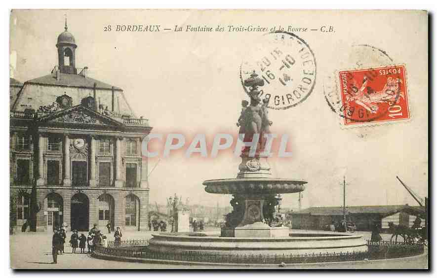 CPA Bordeaux la Fontaine des Trois Graces et la Fourse 