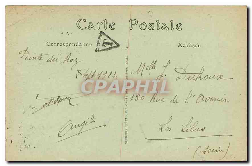 CPA La Pointe du Raz la Baie des Trepasses  — Rückseite