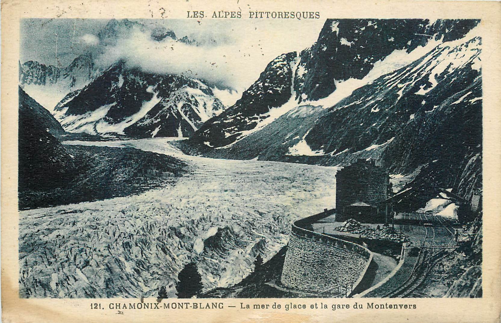 CPA Chamonix mont Blanc le mer de glace et la gare du Montenvers 