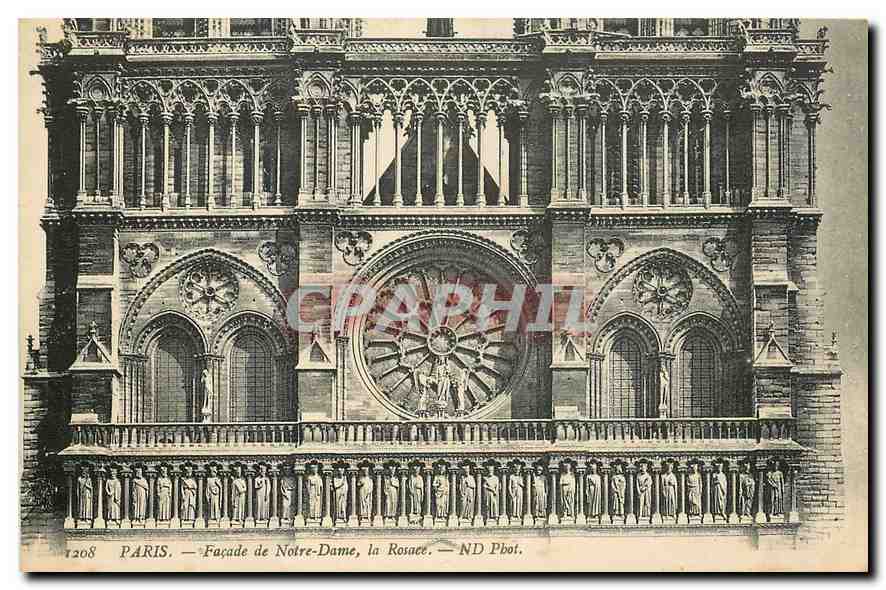 CPA Paris Facade de Notre Dame la Rosace 