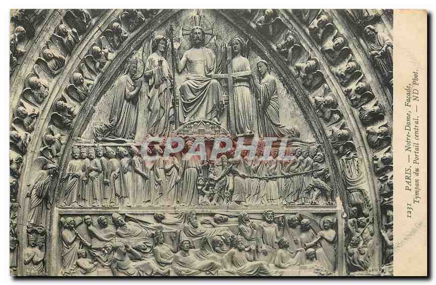 CPA Paris Notre Dame facade tympan du Portail central 