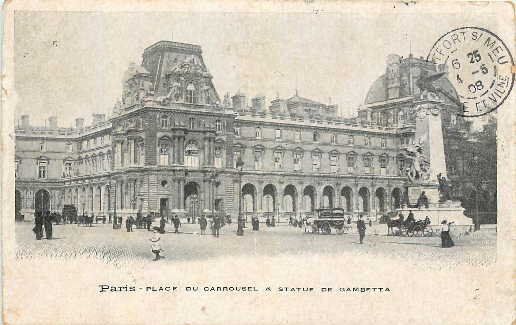 CPA Paris Place du Carrousel et statue de Gambetta 