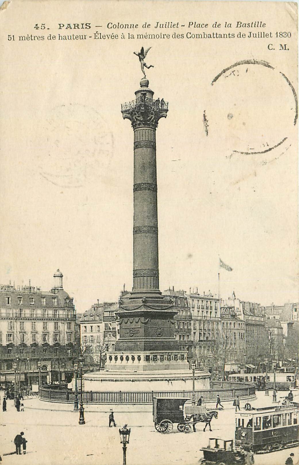 CPA Paris Colonne de Juiliet Place de la Bastille 
