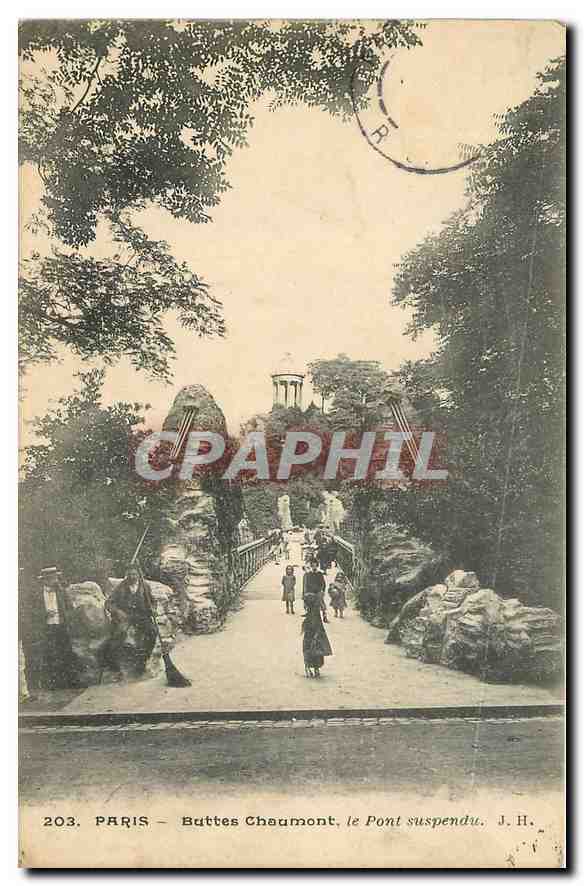 CPA Paris Buttes Chaumont le Pont suspendu 