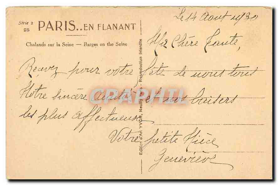 CPA Paris en flanant Chalands sur la Seine  — Rückseite