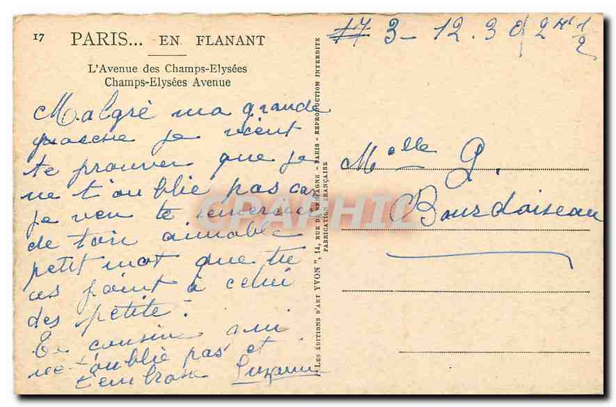 CPA Paris en flanant L'Avenue des Champs Elysees  — Rückseite