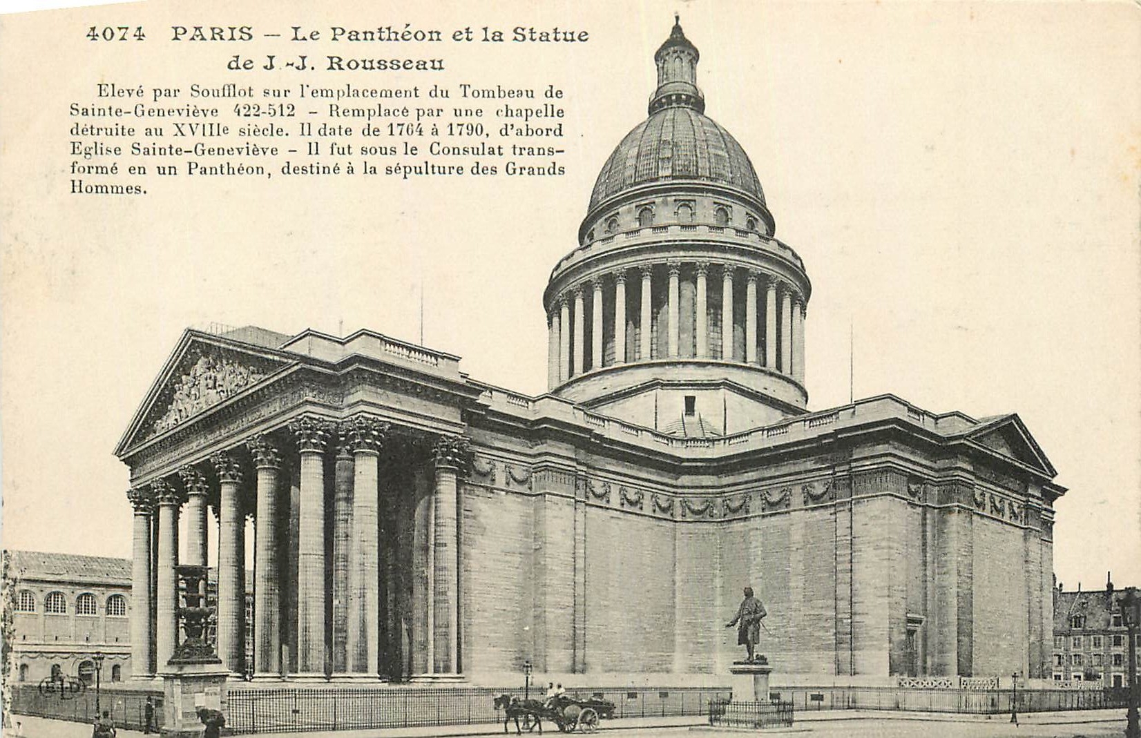 CPA Paris Le Pantheon et la Statue de J J Rousseau 