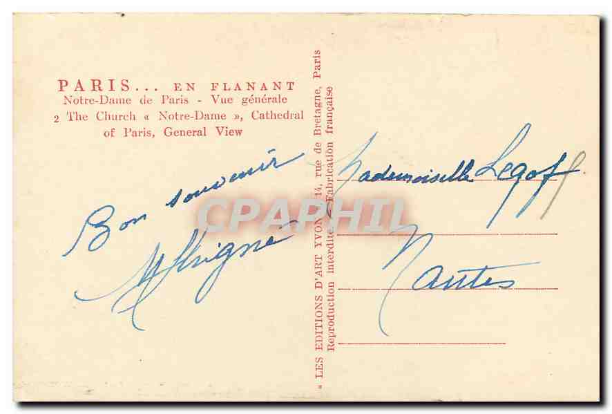 CPA Paris en Flanant Notre Dame de Paris vue generale  — Verso