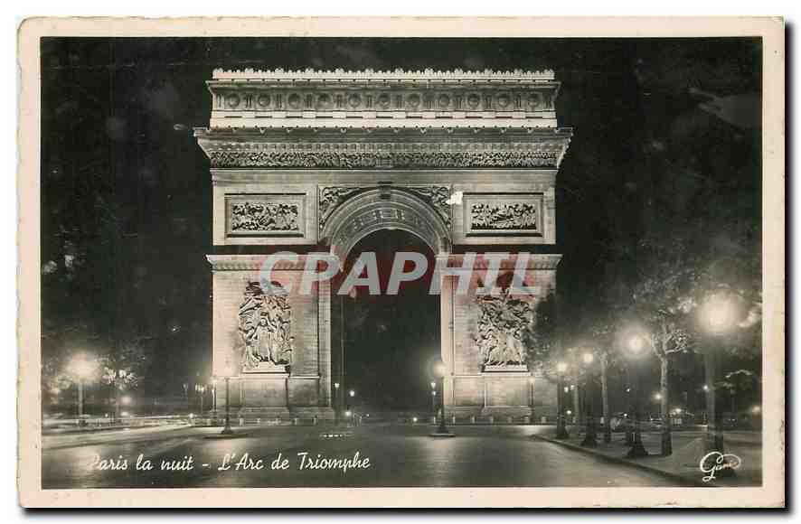 CPA Paris la Nuit l'Arc de Triomphe 