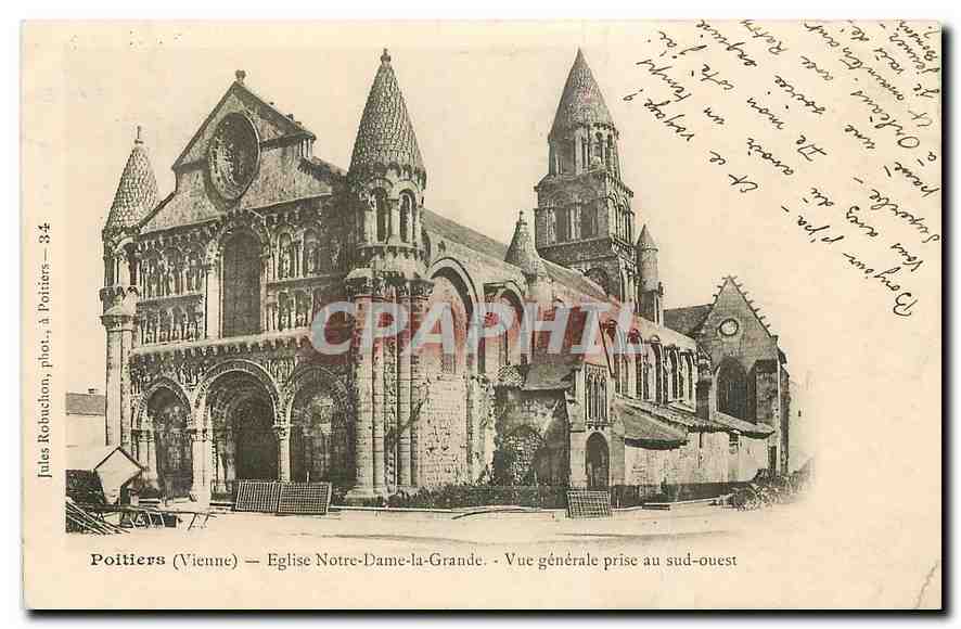 Poitiers (Vienne) — Église Notre-Dame-la-Grande — Vue générale prise au sud-ouest — Jules Koluchon, phot. à Poitiers — n°34