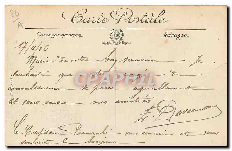 Poitiers — La Place d'Armes — L'Hôtel de Ville — N. G. — N°43 — Rückseite