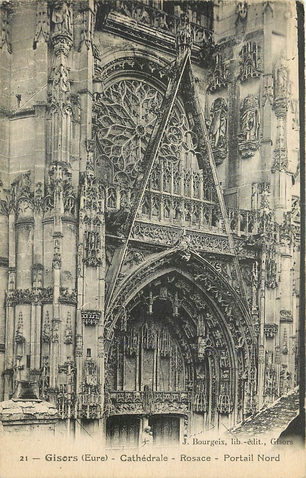 Gisors (Eure) - Cathédrale - Rosace - Portail Nord — J. Bourgeix, lib.-édit., Gisors