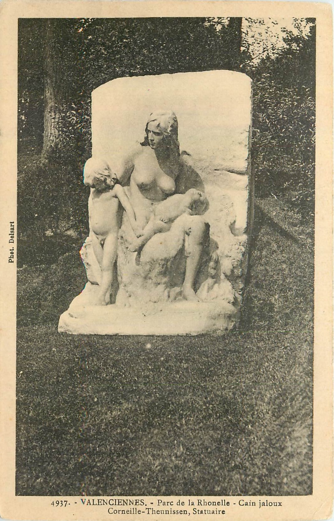 CPA Valenciennes Parc de la Rhonelle Cain Jaloux Corneille Theunissen Statuaire 
