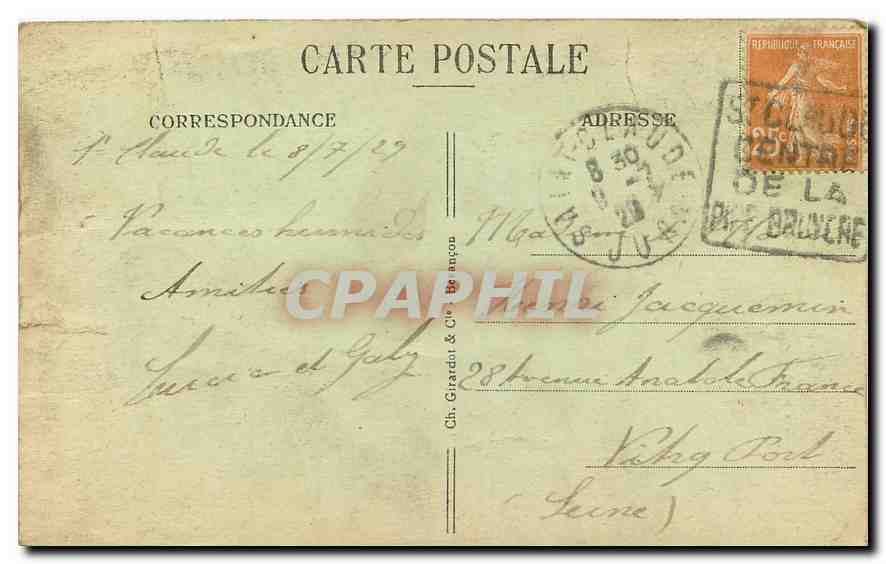 CPA Saint Claude Jura Pont Central et Mont Bayard  — Back