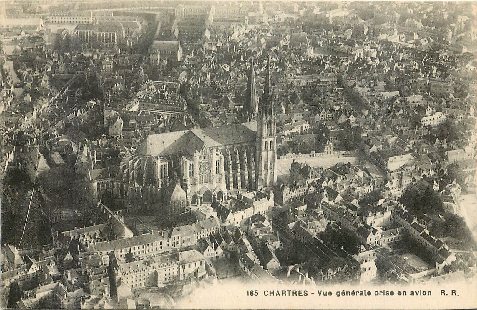 CPA Chartres vue generale prise en avion 