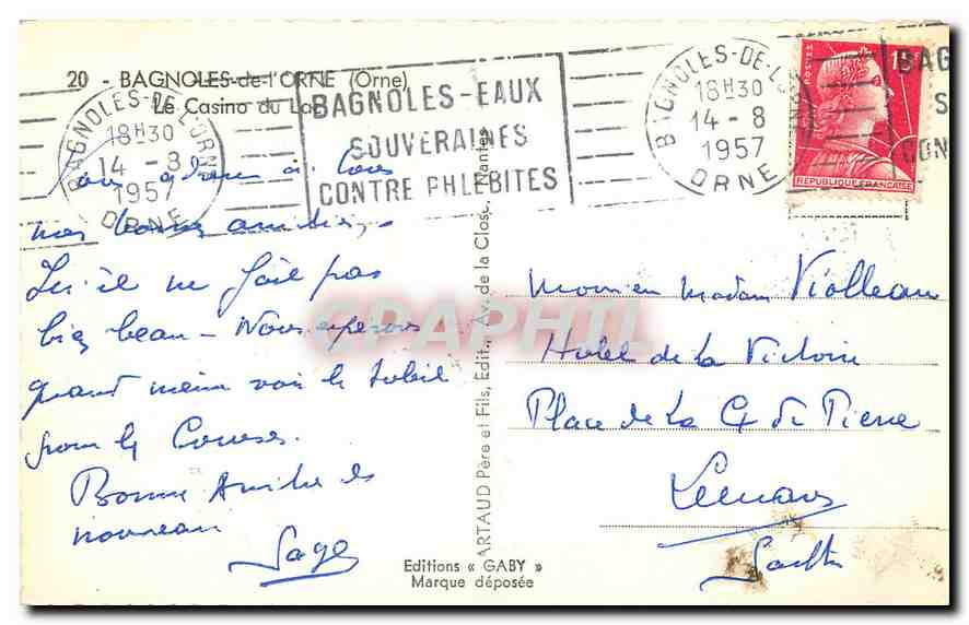 CPA Bagnoles de l'Orne Orne le Casino du Lac Pedalo — Rückseite