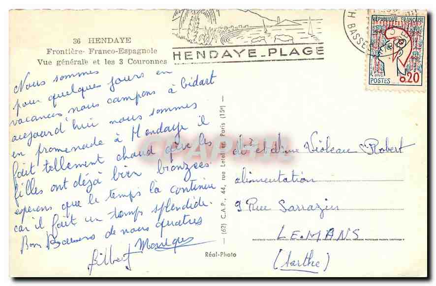Hendaye-Plage — Vue générale et les 3 Couronnes — Réal-Photo — Rückseite