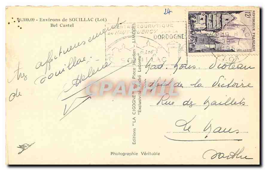 CPA Environs de Souillac Lot Bel Castel  — Rückseite